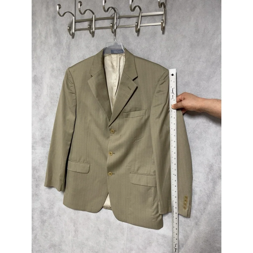 Fumagalli's  Suit Men 40R Taupe Beige Stripes 3B Silk Wool Super 130 W36X30 Luxe